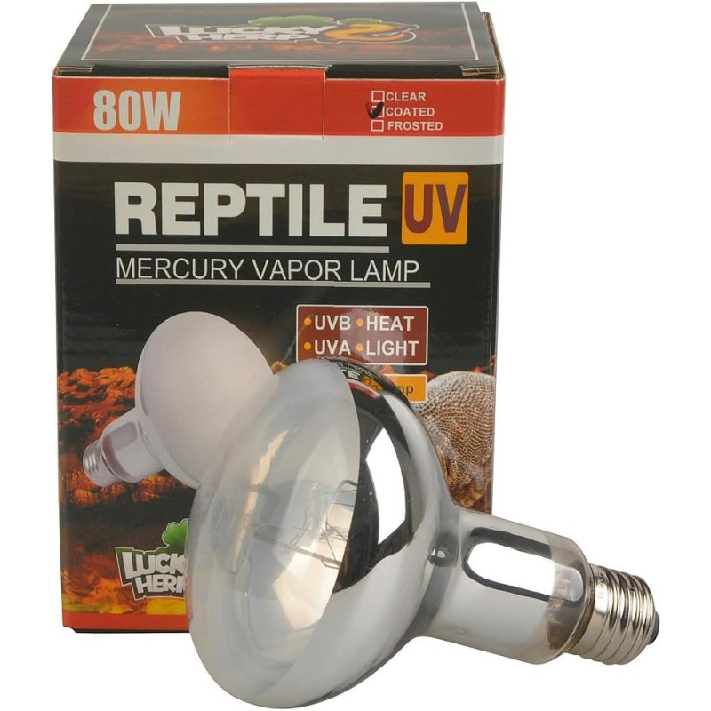 Reptile UVA UVB Mercury Vapor Bulb Lamp R30 E27 80W Coated - LUCKY HERP