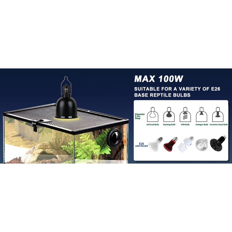 5.5inch Deep Dome Reptile Light Fixture - LUCKY HERP