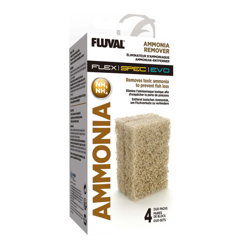 Fluval Ammonia Remover for Flex/Spec/Evo Aquarium Kit, 4-Pack