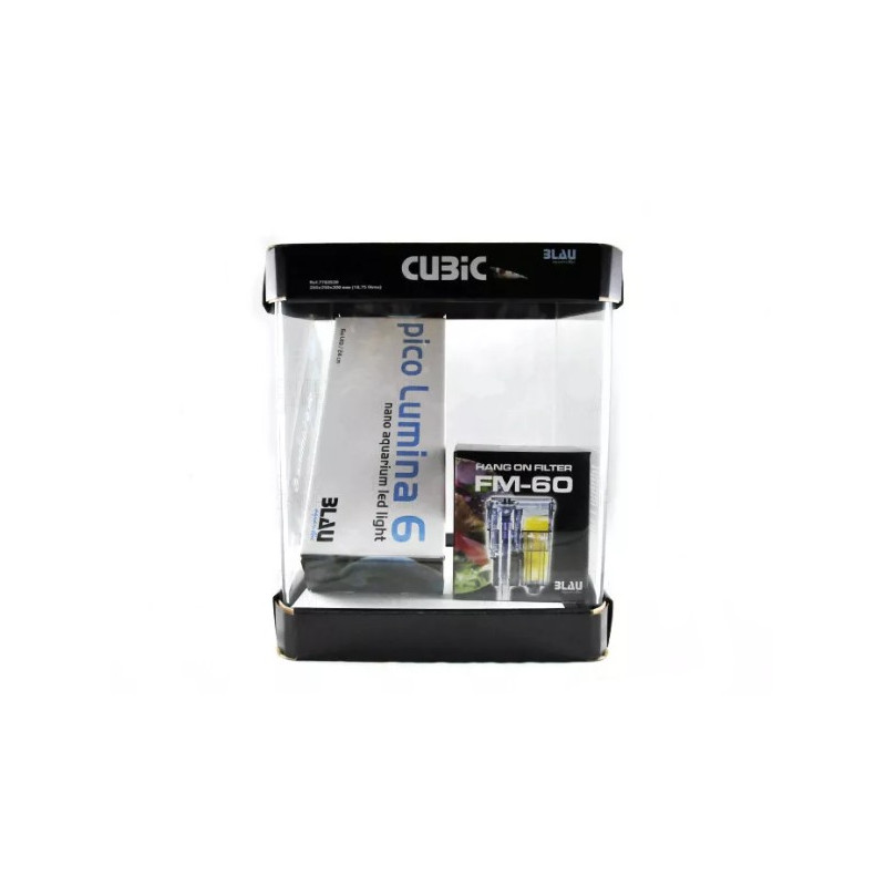 KIT Aquário Cubic 19L (25x25x30cm) BLAU